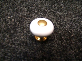 NEW WHITE WITH BRIGHT BRASS TIP AND END PULL KNOB 