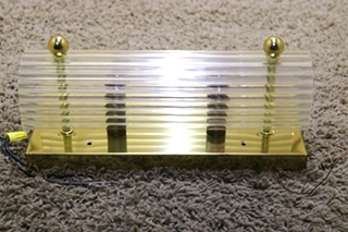 USED 2 BULB RECTANGLE VANITY LIGHT BAR WITH CLEAR COVER RV PARTS FOR SALE