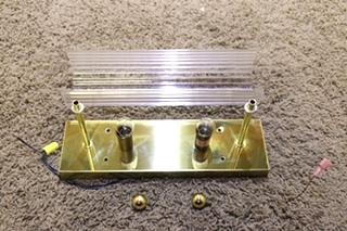 USED 2 BULB RECTANGLE VANITY LIGHT BAR WITH CLEAR COVER RV PARTS FOR SALE