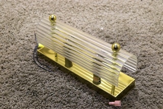 USED 2 BULB RECTANGLE VANITY LIGHT BAR WITH CLEAR COVER RV PARTS FOR SALE