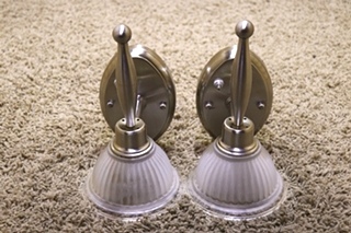 USED SET OF 2 RV SCONCE WALL LIGHT FIXTURES FOR SALE