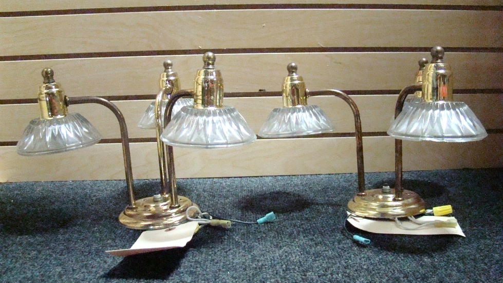 USED RV/MOTORHOME SET OF 2 GOLD CHANDELIERS WITH 3 GLASS SCONCES