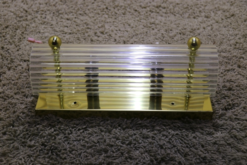 USED 2 BULB RECTANGLE VANITY LIGHT BAR WITH CLEAR COVER RV PARTS FOR SALE